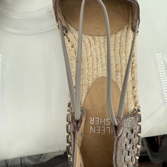 Eileen Fisher Womens Lee Espadrille Flat Size 5.5 Gray Metallic Distress Leather - Picture 14 of 15